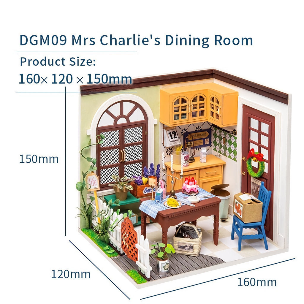 Rolife Mini DIY Mrs Charlie’s Dining Room Miniature Dollhouse